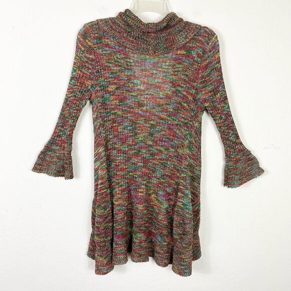 Vintage y2k Kessley Multicolor Rainbow Metallic Bell Sleeve Cardigan Sweater S - Picture 6 of 9